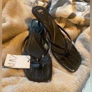 new Zara Croc thong sandal heels